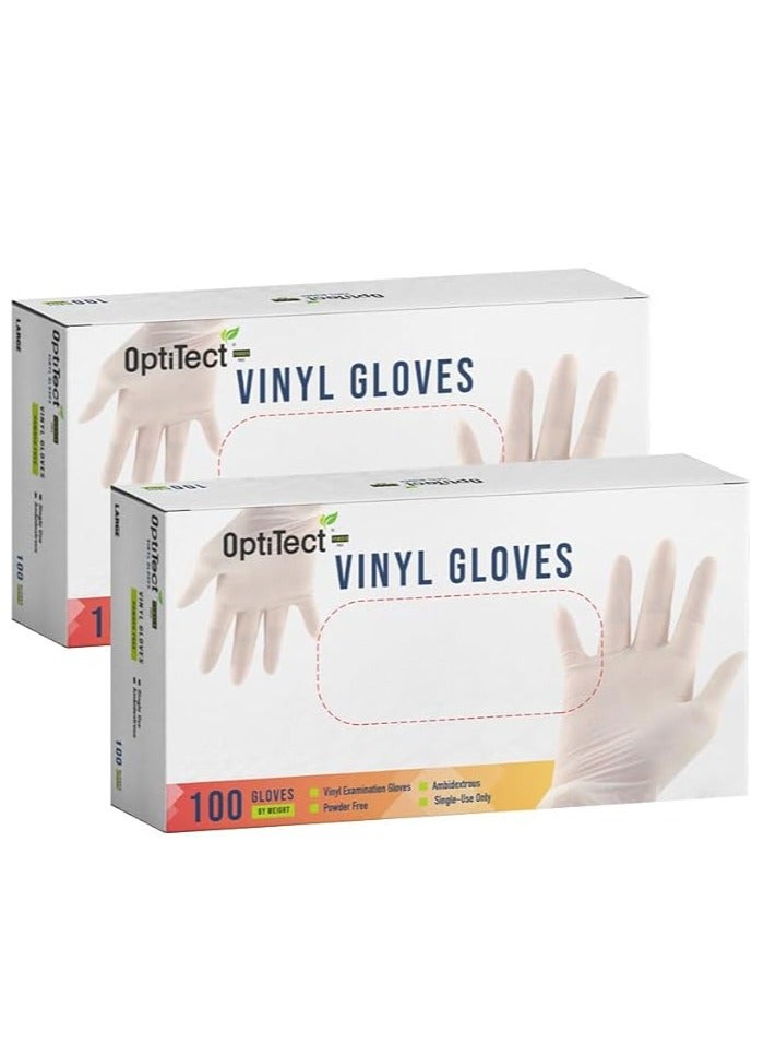 أوبتيتيكت قفازات فينيل OptiTect خالية من البودرة، حجم صغير، 100 قطعة للاستخدام مرة واحدة - متينة ومريحة وخالية من اللاتكس، عبوة من قطعتين - Image 1