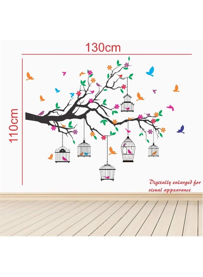 Home Trove Stickme 'Nature Tree - Colorful - Birds - Cage - Wall Sticker'  - Image 3