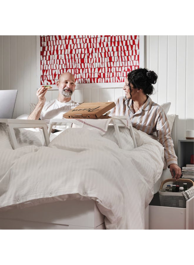 White Bed Tray Table, Foldable Laptop Tray with Tablet Holder and Cable Hole, Portable Breakfast Tray for Bed and Sofa - Image 4