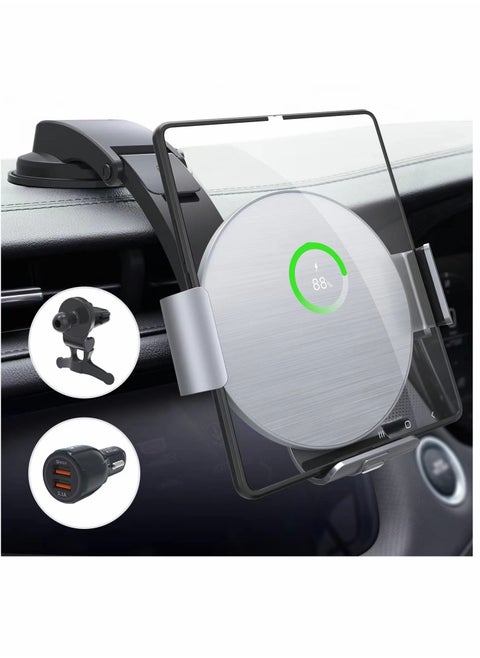 Wireless Car Charger for Galaxy Z Fold 4/3/2, Dual Coil Auto Clamping Wireless Car Charger Mount for iPhone 14/13/12/11 Pro Max/X, Fast Charging Car Holder for Galaxy Z Fold Series