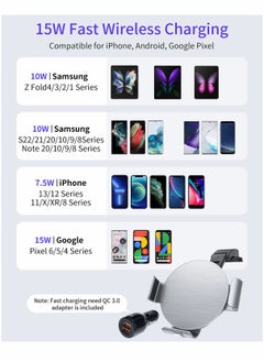 SYOSI شاحن سيارة لاسلكي لهاتف Galaxy Z Fold 4/3/2، حامل شاحن سيارة لاسلكي مزدوج الملف لتثبيت تلقائي لهاتف iPhone 14/13/12/11 Pro Max/X، حامل سيارة سريع الشحن لهاتف Galaxy Z Fold Series  - Image 4