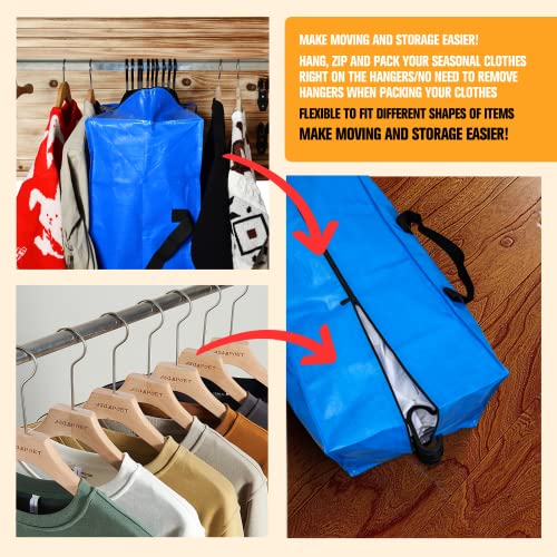 HAPPY CHEERS Heavy Duty Extra Large Storage Bags, XL Blue Moving Bags for College Dorm Room Essentials, Moving Supplies Boxes Compatible with IKEA Frakta Cart, 6 Packs - Image 4
