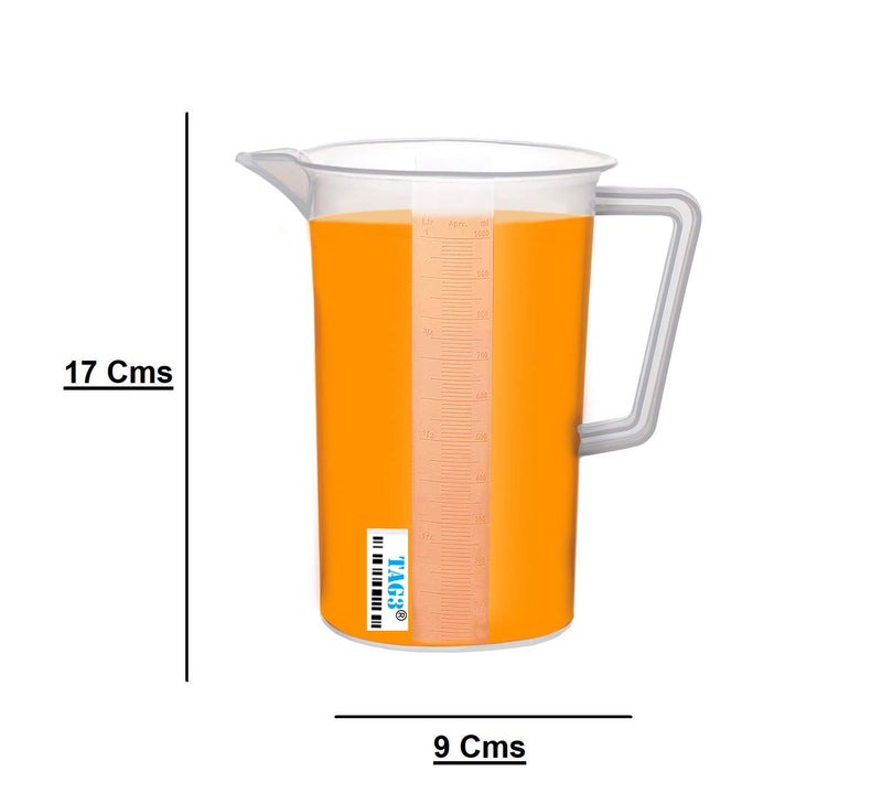 TAG3 Professional Plastic Measure Jar Cup Glass for Kitchen Cooking Jug Baking Measuring Solids and Liquids 1000 ml Transparent - Image 3