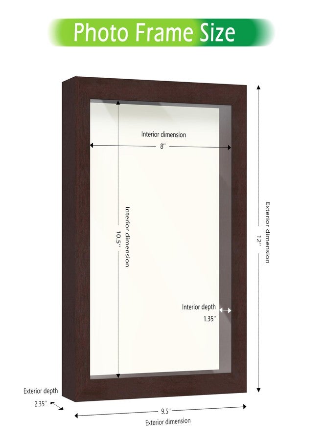FrameWorks Mahogany Wooden Shadow Box Frame - 8.5' x 11' Display Case with Soft Felt Back, Tempered Glass, White Ball Push Pins - Image 2