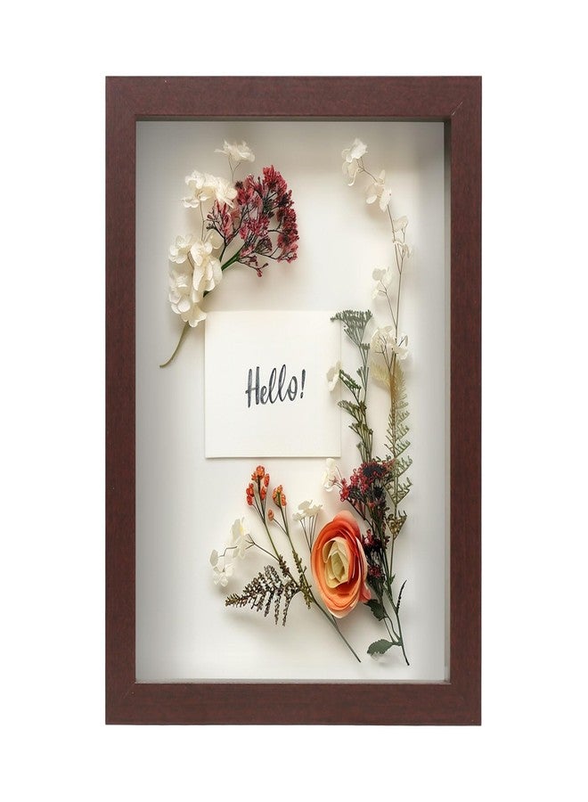 FrameWorks Mahogany Wooden Shadow Box Frame - 8.5' x 11' Display Case with Soft Felt Back, Tempered Glass, White Ball Push Pins - Image 1