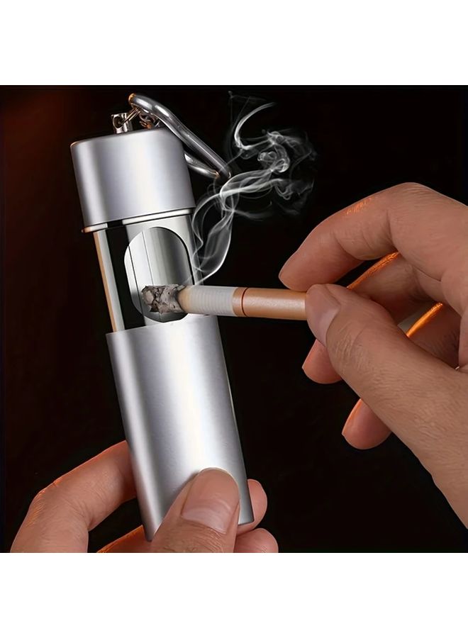 Sparkling Portable Ashtray Keychain Oval Iron Ashtray with Star Accents Compact Travel Ashtray for Men and Women No Electricity Needed Outdoor Smoking Accessory Glittery Finish Durable Construction White - Image 4