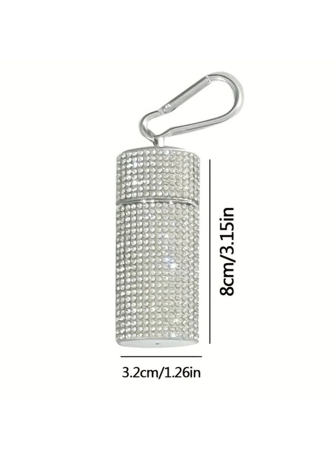Sparkling Portable Ashtray Keychain Oval Iron Ashtray with Star Accents Compact Travel Ashtray for Men and Women No Electricity Needed Outdoor Smoking Accessory Glittery Finish Durable Construction White - Image 2