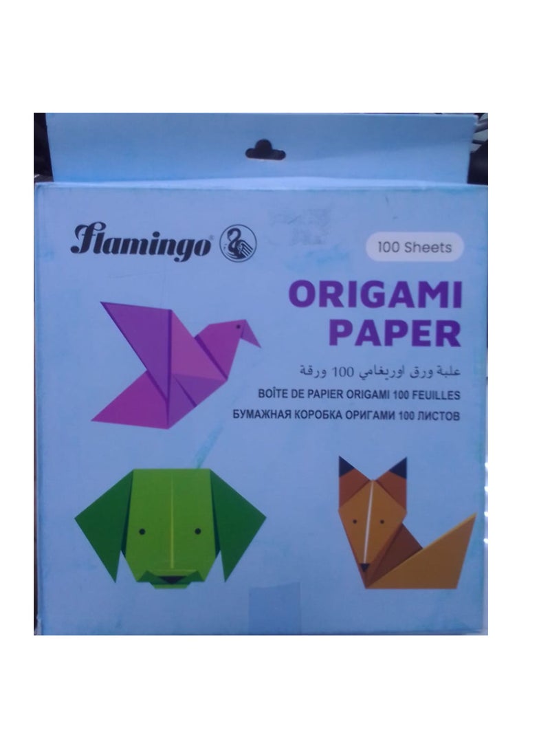 Flamingo Colorful Kids Origami Kit, Craft Origami for Kids, 100 Vivid Origami Pattern Art Project Kit, Origami Project Teaching Origami Book for Beginners Training Craft - Image 1