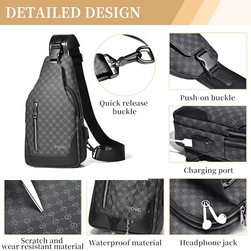 FSD.WG FSD. WG sling Backpack for Men Chest Bag Crossbody Shoulder Bags Travel Hiking Bag Purse for Men with Water Resistant - Image 4