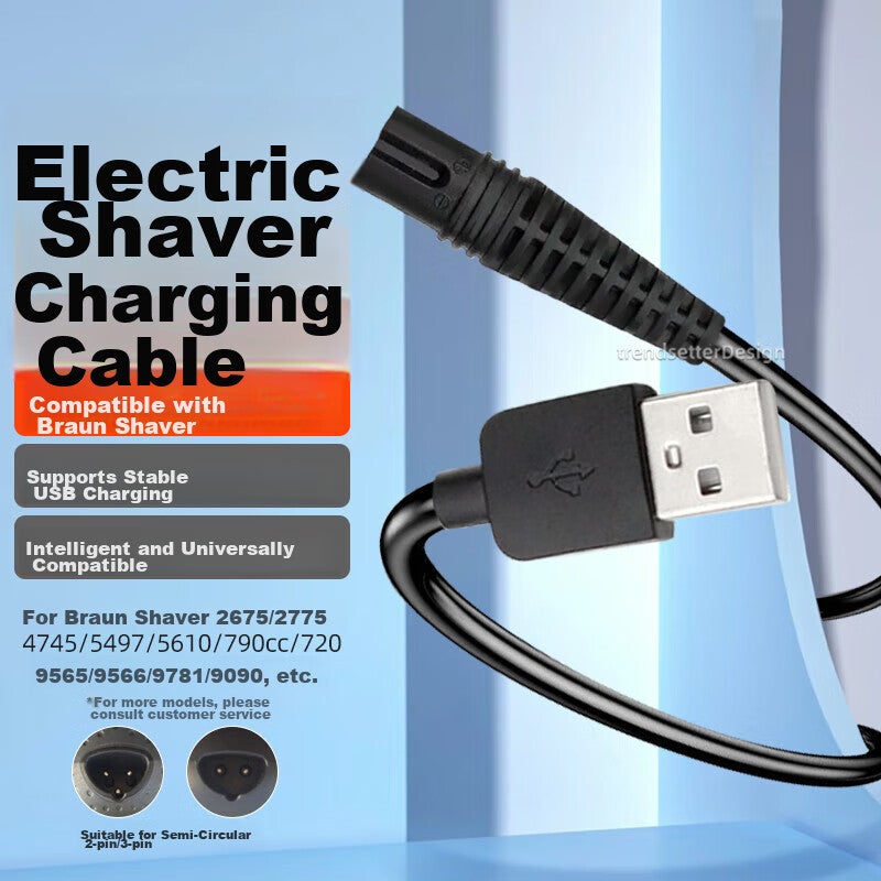JD Jing Zao Yingqian Compatible Charging Cable for Braun Shavers, Razor Charger, USB Power Cord for S9/S8/S7/S6/S5/S3/2775/4745/5497/9781/9090 - Image 1