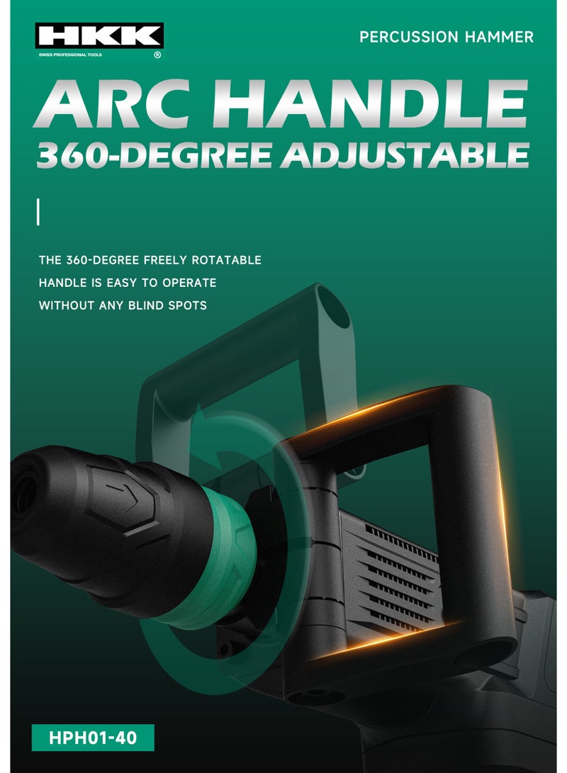 ح ك ك مطرقة هدم كهربائية قوية 1500W – مثقاب مطرقي احترافي للهدم في الخرسانة والطوب والحجر | أداة كهربائية للبناء والتجديد - Image 2