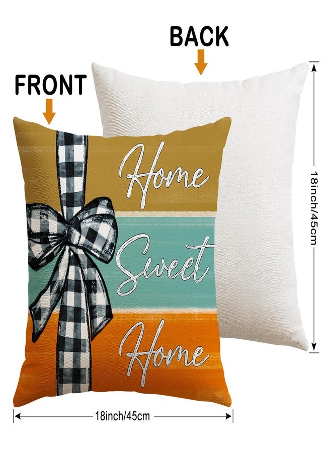 Artscope Fall Decorative Throw Pillow Covers 18x18 Inch Set of 4, Fall Pumpkin Home Sweet Home Thankful Grateful Blessed Outdoor Farmhouse Pillow Cases for Sofa Couch-Blue - Image 3