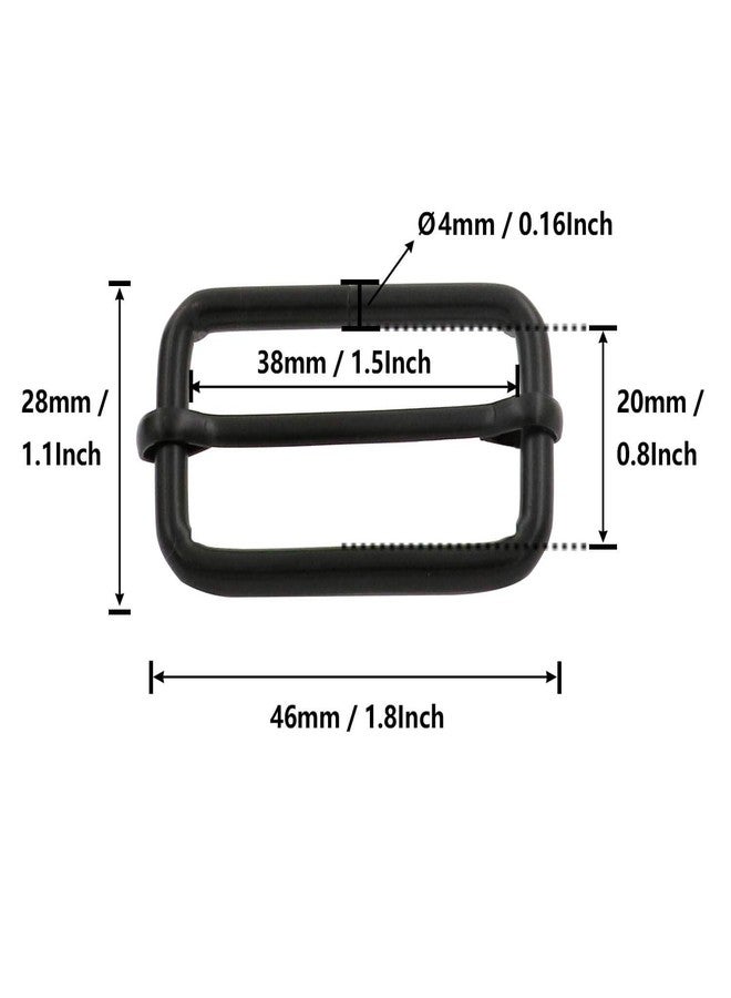 BIKICOCO Metal Slide Adjuster Buckle Tri-Glides with Movable Center Bar, for Straps, 1.5 x 0.8 Inch, Black, Pack of 20 - Image 2