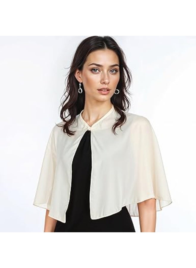 SUNSAR Soft Chiffon Shawl Wraps Shrug for Evening Dress Wedding Vintage Style Cape for Women(White) - Image 5