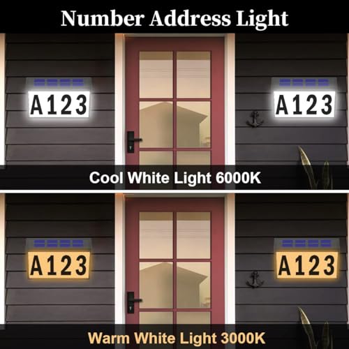 T-SUNUS Solar House Numbers Light, T-SUNUS Lighted House Numbers Sign Plaque Address Numbers for Houses Waterproof LED Solar Powered Address Sign for Houses Mailbox Street Yard - Image 2