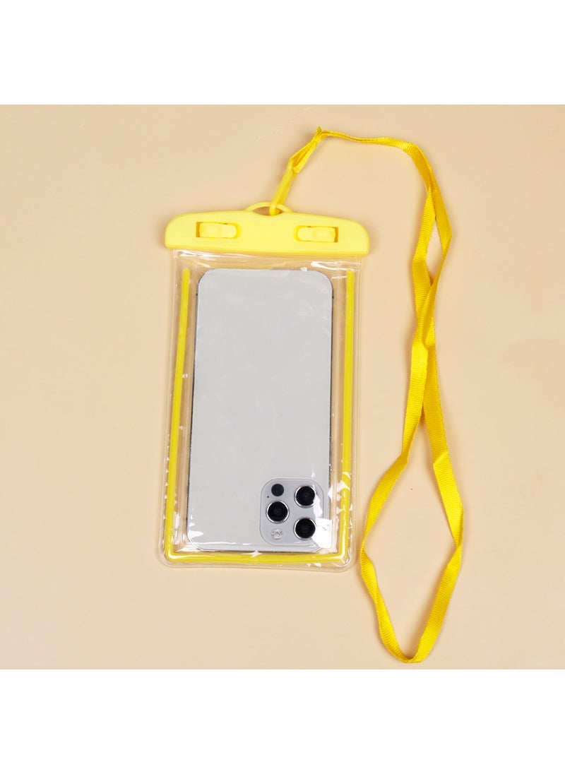 Generic Luminous Waterproof Phone Bag for Swimming Yellow regular lanyard