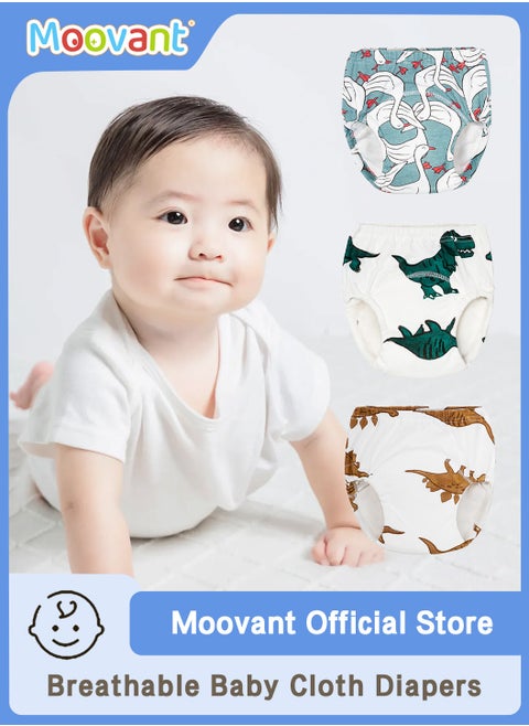 3PCS Toddler Potty Training Pants, Breathable Potty Training Underwear, Absorbent Cotton Washable Cloth Diapers, Baby Toilet Training Pants, Suitable for 15+ Months Babies
