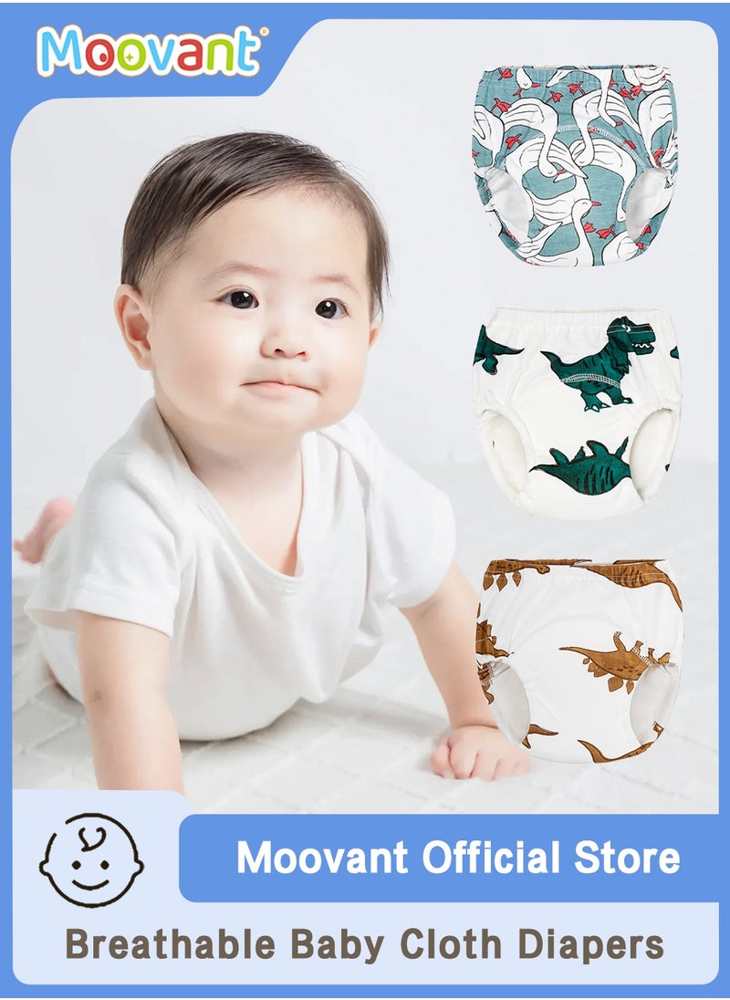 3PCS Toddler Potty Training Pants, Breathable Potty Training Underwear, Absorbent Cotton Washable Cloth Diapers, Baby Toilet Training Pants, Suitable for 15+ Months Babies