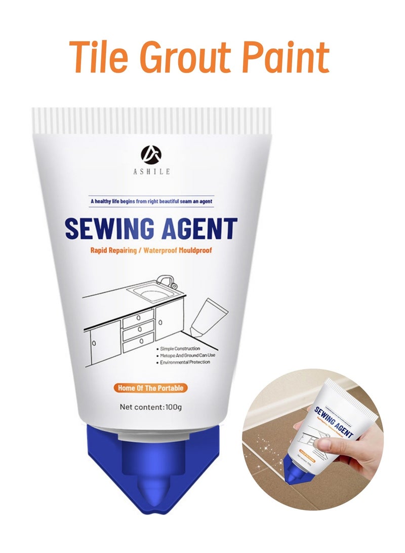 ASHILE Tile Grout Paint, Cement Crack Filler, Grout Sealer for Shower Tile Floor Tile for Filling Cracks and Gaps in Tile Surfaces, Easy and Safe to Use (White) - 100g - Image 1