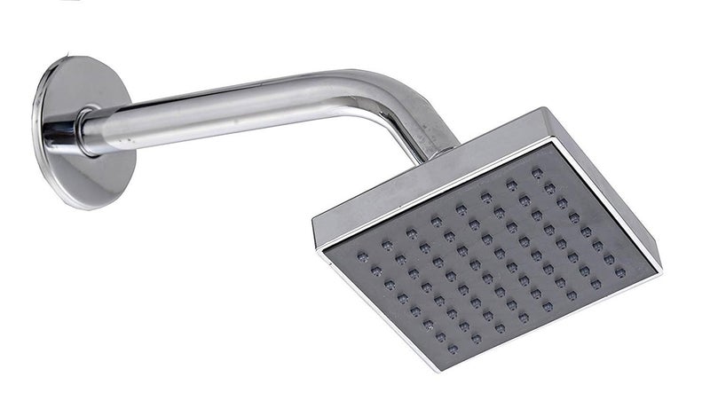 JAGGER JAG369 Rain Shower Head [ 4" Inch ] with Shower Arm [ 9" Inch ], Lauxury Bathroom Celing Shower, With Teflon Tape And Wall Flange (SQUARE ABS [ SQ BLACK ]) - Image 1