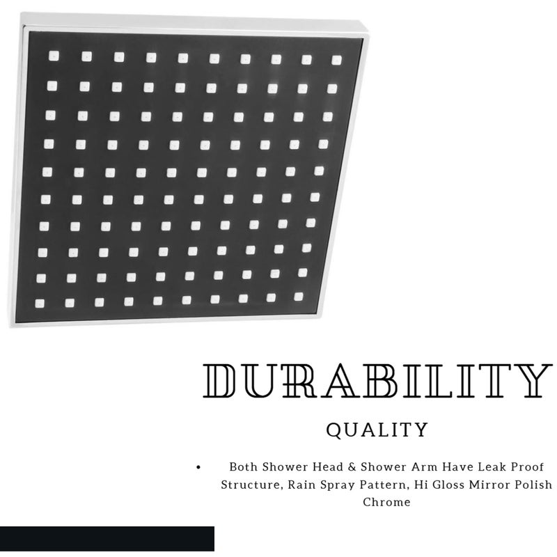 JAGGER JAG369 Rain Shower Head [ 4" Inch ] with Shower Arm [ 9" Inch ], Lauxury Bathroom Celing Shower, With Teflon Tape And Wall Flange (SQUARE ABS [ SQ BLACK ]) - Image 4