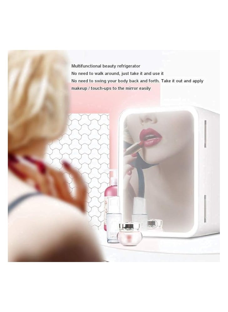 Generic - Skincare Fridge With Dimmable LED Light Mirror, 4L Makeup Mini Fridge for Bedroom, Car, Office & Dorm, Cooler & Warmer, Portable Small Refrigerator for Cosmetics, Skin Care and Food, White - Image 1