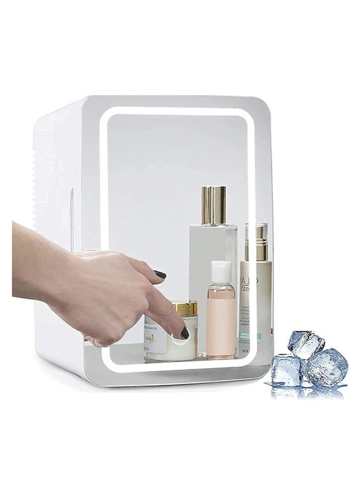 Generic - Skincare Fridge With Dimmable LED Light Mirror, 4L Makeup Mini Fridge for Bedroom, Car, Office & Dorm, Cooler & Warmer, Portable Small Refrigerator for Cosmetics, Skin Care and Food, White - Image 1
