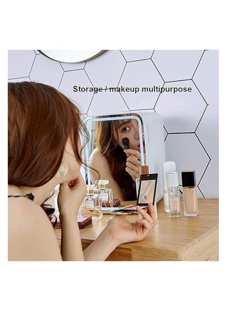 Generic - Skincare Fridge With Dimmable LED Light Mirror, 4L Makeup Mini Fridge for Bedroom, Car, Office & Dorm, Cooler & Warmer, Portable Small Refrigerator for Cosmetics, Skin Care and Food, White - Image 1