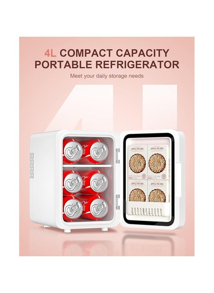 Generic - Skincare Fridge With Dimmable LED Light Mirror, 4L Makeup Mini Fridge for Bedroom, Car, Office & Dorm, Cooler & Warmer, Portable Small Refrigerator for Cosmetics, Skin Care and Food, White - Image 1
