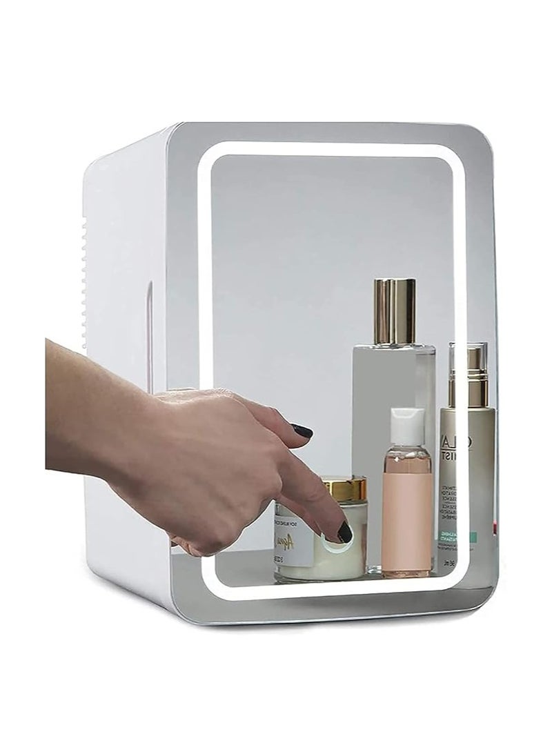 Generic - Skincare Fridge With Dimmable LED Light Mirror, 4L Makeup Mini Fridge for Bedroom, Car, Office & Dorm, Cooler & Warmer, Portable Small Refrigerator for Cosmetics, Skin Care and Food, White - Image 1