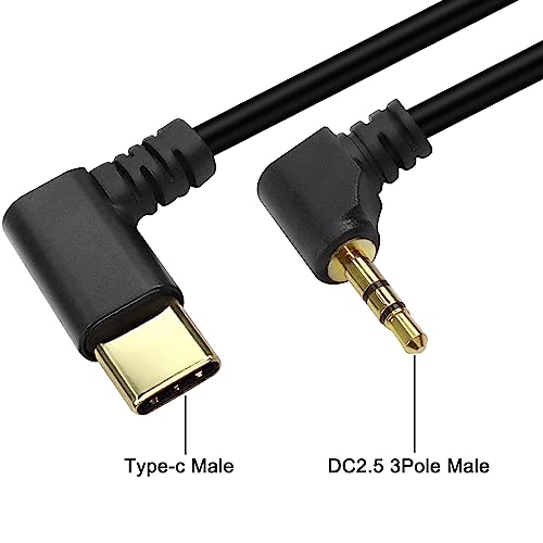 XMSJSIY Type C to 2.5mm Audio Cable USB C Male to 2.5mm TRS 3 Pole Male AUX 90 Degree Right Angle Headphone Jack Replacement Extension Cable Gold Connector Plated- 29cm/11inch 2Pcs - Image 3