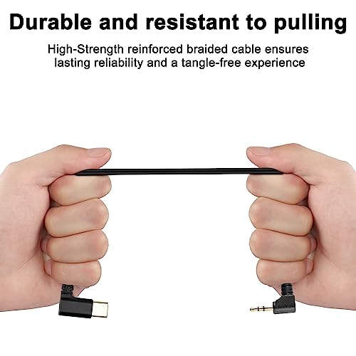 XMSJSIY Type C to 2.5mm Audio Cable USB C Male to 2.5mm TRS 3 Pole Male AUX 90 Degree Right Angle Headphone Jack Replacement Extension Cable Gold Connector Plated- 29cm/11inch 2Pcs - Image 4