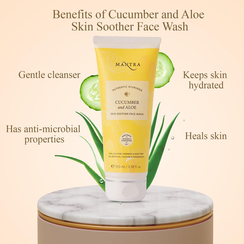 Mantra Herbal Cucumber and Aloe Skin Soother Face Wash 100 ml Deeply Cleanses Pores Balances pH Keeps Skin Hydrated - Image 2