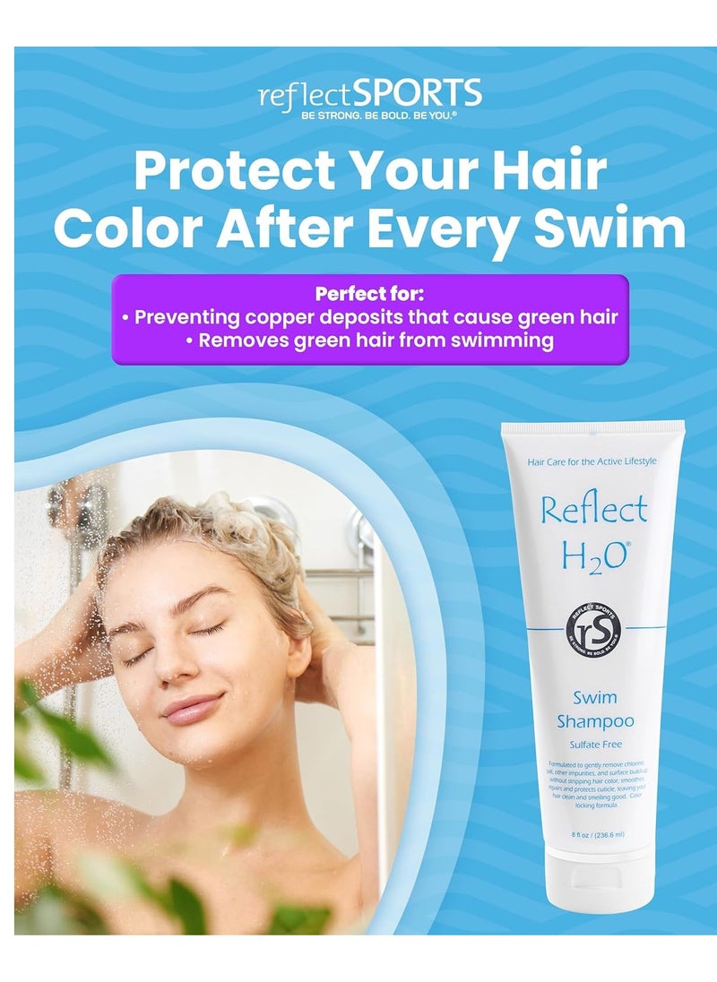 Reflect Sports Reflect HշO Swim Shampoo - Sulfate-Free Copper & Chlorine Hair Protection with Keratin, Vitamin E & B5 for Green Hair & Fading - Chlorine Removal Shampoo for Swimmers of All Hair Types - 8oz  - Image 2