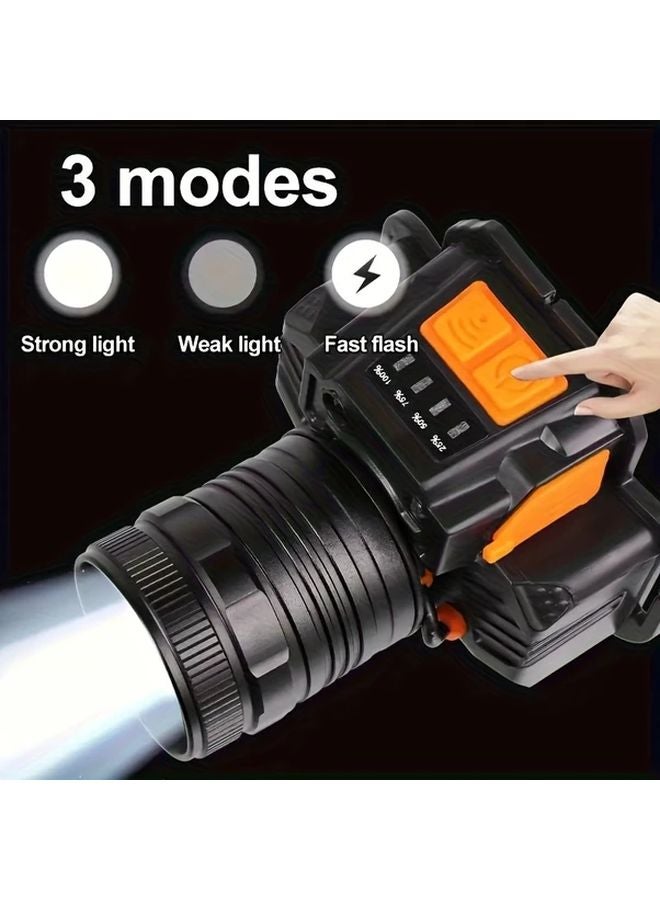 Black USB Rechargeable Headlamp IP65 Waterproof Hands Free Flashlight For Outdoor Emergency - Image 5
