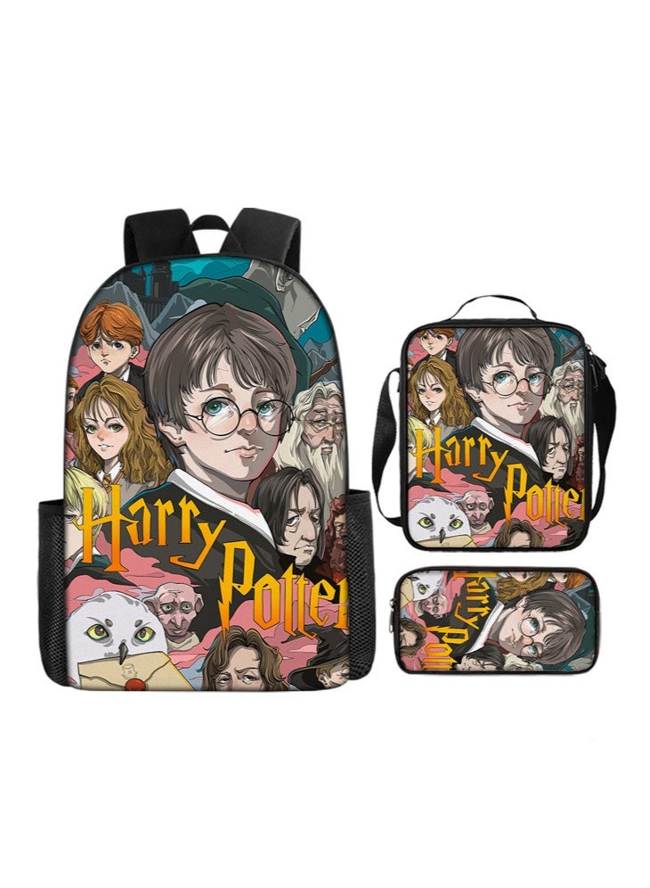 Harry Potter backpack pencil case Satchel three-piece suit men and women leisure sports travel backpack student school backpack - Image 1