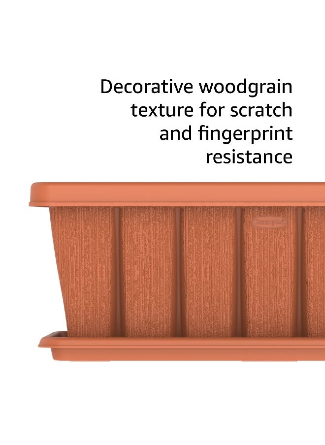 Cosmoplast - 24" Cedargrain Rectangular Planter with Tray (Terracotta) - Image 1