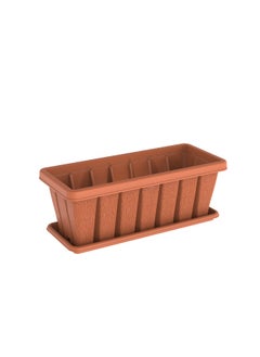 24" Cedargrain Rectangular Planter with Tray (Terracotta)