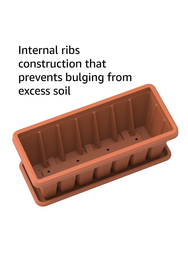Cosmoplast - 24" Cedargrain Rectangular Planter with Tray (Terracotta) - Image 1