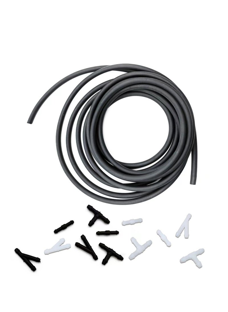 Excefore 2pc Windshield Washer Hose Kit, 4 Meter Washer Fluid Hose with 12 Pcs Hose Connectors, Easy Cleaning Guaranteed,Suitable for Most Car Windshield Washer Tubing  - Image 1