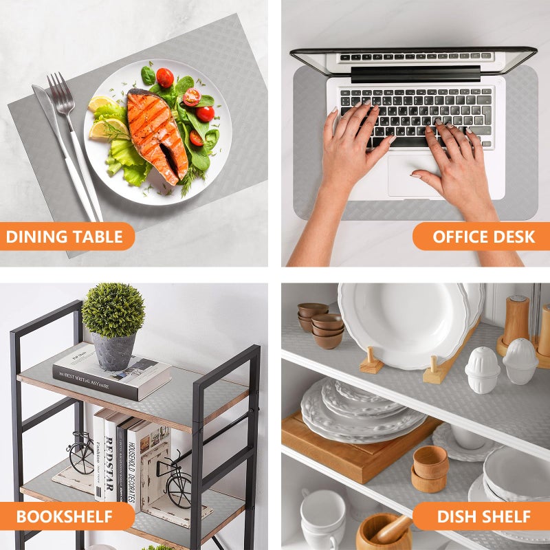 StaHom Light Gray Shelf Liners for Kitchen Cabinets Refrigerator Liners Waterproof & Oil-Proof Kitchen Cupboard Liner Drawer Mats EVA Material Non Adhesive Fridge Liner for Shelves 11.8 x 59 Inches - Image 2