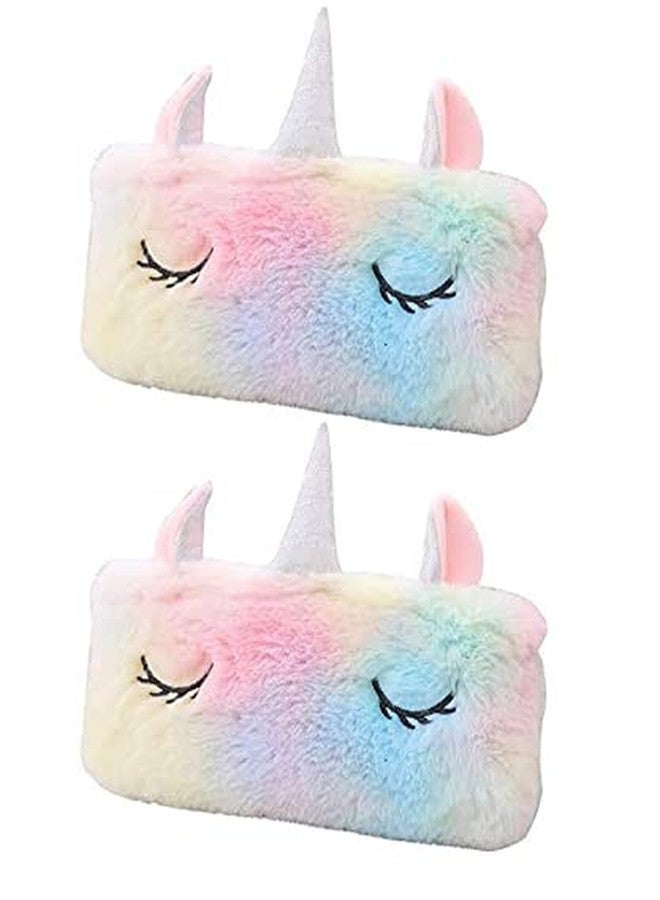Neel® Unicorn Pouches for Girls Kids Toys Pencil Case Coin Purse Handbag Pouch Unicorn Designs Fur Soft Makeup Pouch for Girls Kids Random Collection (Pack of 2) - Image 1