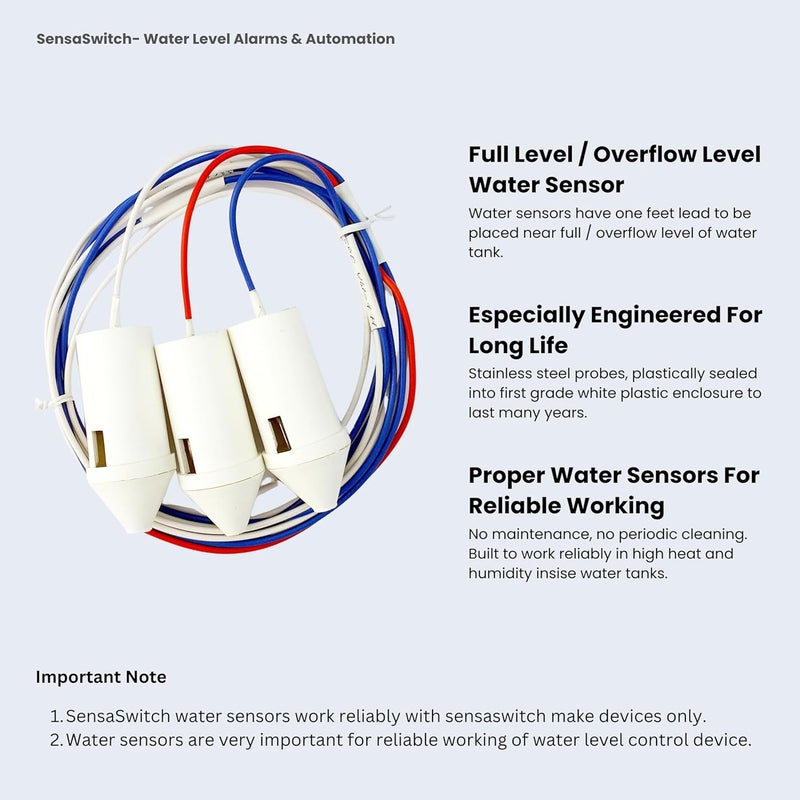 SensaSwitch SensaSwitch Raw Water Sensor Set for Full Low Level Sensing Three 3 Water Detector Probes Connected to Sensing Cord  - Image 2