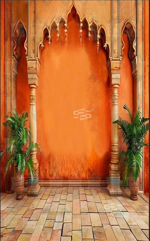 S2S Stylish Arch Tree Backdrop Cloth for Pooja Decoration Traditional, Background Decoration Cloth | Curtain Cloth for All Festival, Functions & Ceremonies - (5 x 8 Feet) (Arch Tree) - Image 1