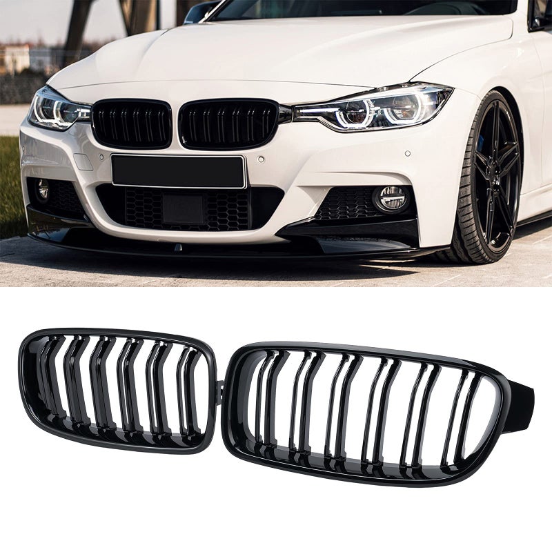 DEKEWEI ABS F30 Grill Front Kidney Grille for 20122018 BMW 3 Series F30 F31 Double Slats Gloss Black Grills 2pcs