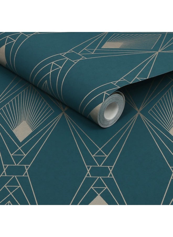 Next Deco Geometric Teal Removable Wallpaper  - Image 3