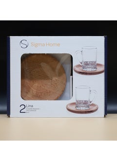 SIGMA Glass Two-Piece Glass Cup and Wooden Saucer Set  - Image 2
