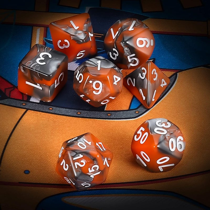 QMAY DND Dice Set -D&D Polyhedral Dice (7 Pcs) for Dungeons and Dragons (Candy Orange and Black) - Image 3