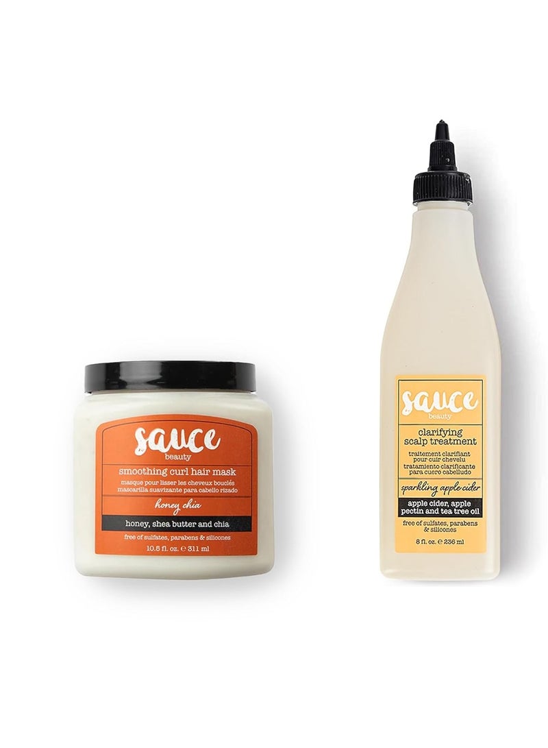 Sauce Beauty SAUCE BEAUTY Honey Chia Smoothing Curl Mask & Sparkling Apple Cider Clarifying Scalp Treatment - Conditioner for Curly Hair - Real-Food Hair Products - 2 Pack - Image 1