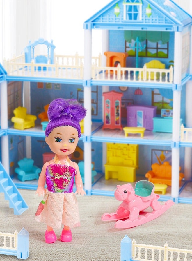 Dollhouse,4 Floors Castle House,Doll House Toys,DIY Building Playset for Girl,Assemble Kitchen, Bedroom, Furniture, Garden,Pets, DIY Pretend Play Doll House for 3 4 5 6 7 8 Years Girls  - Image 4